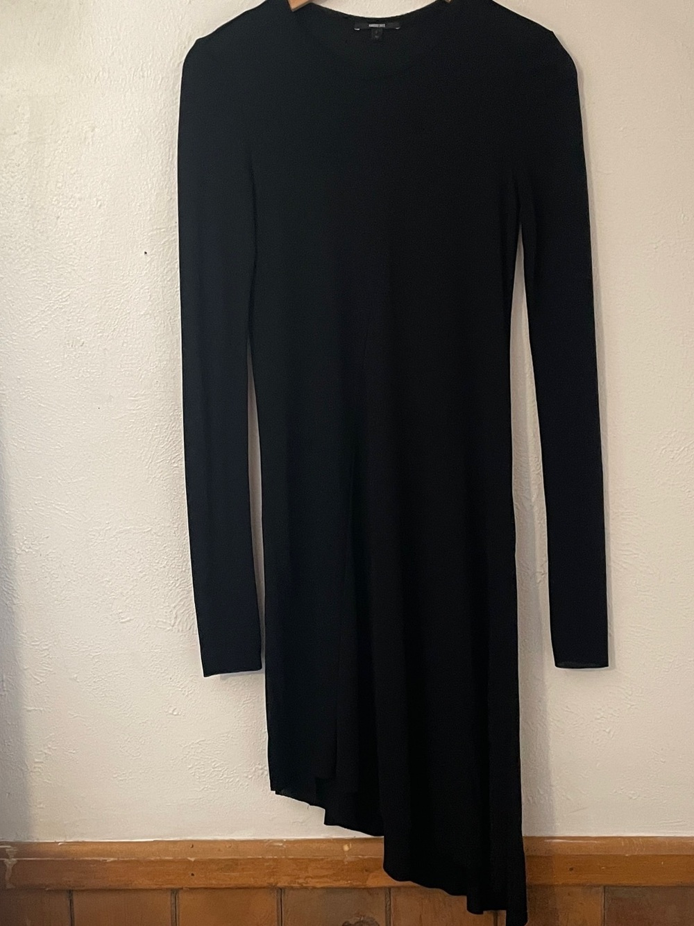 Kimberly Ovitz Black Viscose Asymmetrical High Low Fitted Dress S
